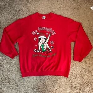 Vintage Betty Boop Christmas "Be Naughty" Holiday Crew Neck Sweatshirt Size XL